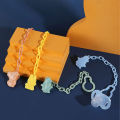 Baby Pacifier Chain Clip | Food Grade Silicone Holder | Anti-Drop Strap for Pacifiers & Teether Toys.