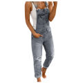 Denim Bib Jumpsuit Women Ripped Slim Fit Jumpsuits Casual Fashion Overalls Female Ripped Jeans Washed Rompers Streetwear. 