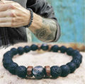 Wholesale Lava Stone Buddha Beads Bracelets Black Iron Lava Bracelet Natural Volcanic Stone Bracelets for Women Men. 