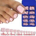 24Ps Glossy Blue Press on Toe Nails Artificial Acrylic Toenails Full Coverage Removable Wearable Toe Nail Art Finished Tips. 