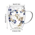 Dry Flowers Double Wall Glass Cup With Handle 350ml Double Layered Mugs Coffee Cups Heat Resistant Milk Mug Kitchen Supplies. 