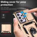 For Samsung Galaxy A33 5G Case with Slide Camera Cover, 360° Ring Holder Metal Kickstand, work for Phone Holder Car Mount, Drop Peep Protection.