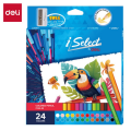 Deli EC144-24 i-Select Colord Pencil 12 Pcs with Sharpner and eraser.