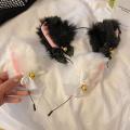 Ins Style Cute Plush Cat Ears Bells Hair Band For Women Girls Sweet Hair Accessories. 