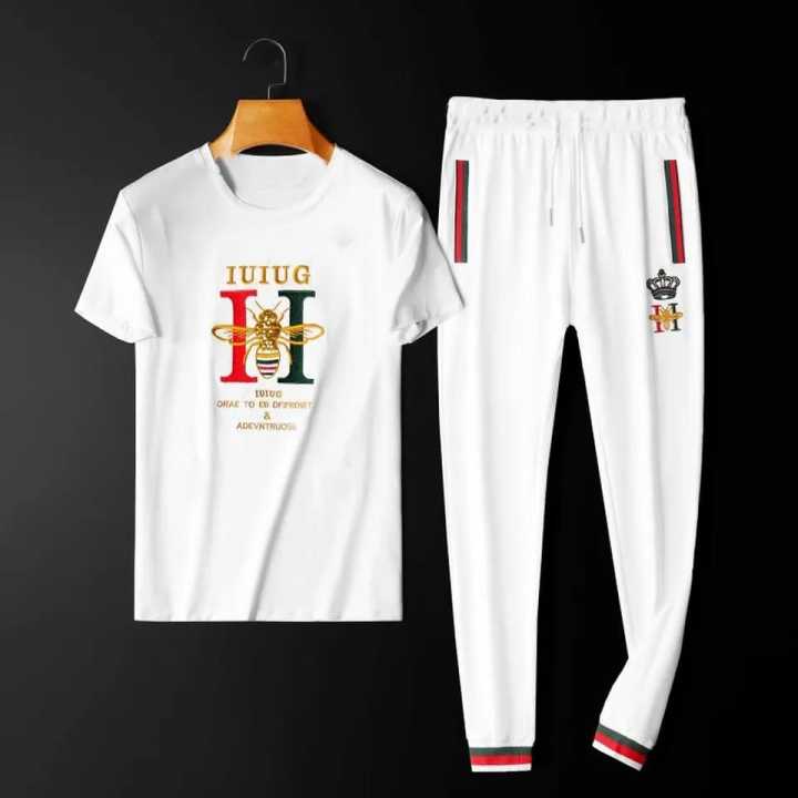 White Cotton Combo T-Shirt & trouser Pant For Man