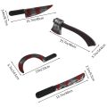 4Pc Halloween Plastic Fake Bloody Props Knife Ax Cleaver Sickle Role-Playing Horror Toy Halloween Party DIY.