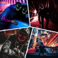 Dual color luminous mask LED party horror mask nightclub ghost face luminous mask. 