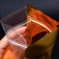 100Pcs Gold Aluminum Foil Clear Bag Zip Lock with Hang Hole Stand Up Tear Notch Reusable Food Nut Candy Packaging Pouches.