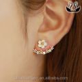 2022 New Korean Daisy Ear Jacket Shell-shaped Golden color Rhinestone Earrings White Fungus Needle Hypoallergenic Jewelry. 