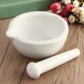 Handheld Ceramic Mortar and Pestle Set - White. 