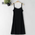 IELGY mid-length lace stitching camisole female outer wear inner lining skirt was thin and large size inner bottoming dress summer.