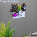 Wall Mounted 3 Layer Stair Rack, Punch Free Wall Hanging Showpiece Holder. Hand Made Craft Items Wall Shelf For Home. - Flower Vase. 