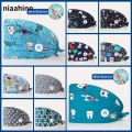 Tooth Printing Dentist Cap Veterinary Hats Adjustable Surgical Caps Multicolor Nurse Scrub Hat Bandage Turban Hospital Work Hats.