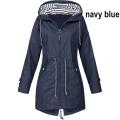 Women Waterproof Zipper Rain Jacket Solid Color Ladies Outdoor Mountaineering Lightweight Raincoats Plus Size S-.