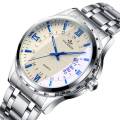 FOURRON Fashion Watch For Men Business Luminous Calendar Stainless Steel Strap Quartz Wristwatch 688.