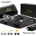 CLLOIO Classic Men Pilot Polarized Sunglasses Men Women Photochromic Driving Sun Glasses Chameleon Anti-glare Travel Eyeglasses. 