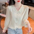 Korean Style Fashionable Top Autumn Women's New Chic Beautiful Small Shirt Popular Long Sleeves Chiffon Shirt This Year.