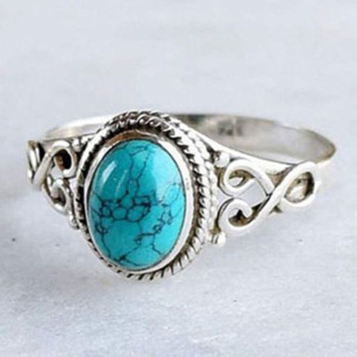 【Surprise Price】Wish inlaid vintage green turquoise creative ring personalized trendy fashion ring for women