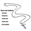 Vonmoos 16-24 Inch Silver Cross Necklace Mens Cross Necklaces with 2.5mm Cross Chain and Exquisite Stainless Steel Cross Pendant.