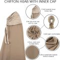 2022 Muslim Women Instant Chiffon Hijab Scarf Underscarf With Cap Bonnet Chiffon Hijabs With Elastic Style Free Use Shawl.