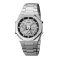 SKMEI Dual-Display Electronic Watch With Luminous Waterproof Steel Strap Fashion Business Wristwatches For Men 1816. 