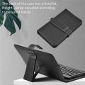 Bluetooth Mini Wireless Keyboard with PU Leather Case for Smartphone Tablet 4.5 Inch - 6.8 Inch Rechargeable Easy to Use Black. 