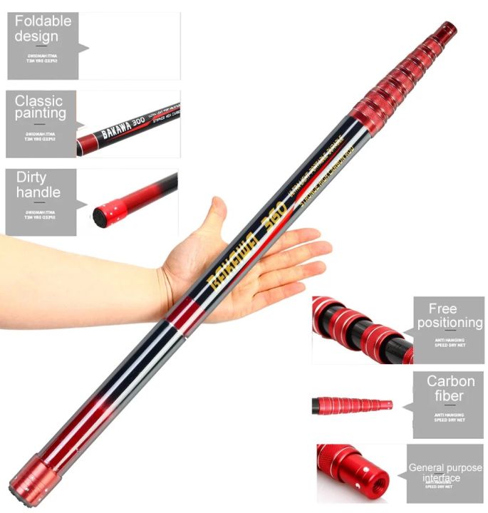 JOSBY%20Fishing%20Net%20Telescoping%20Foldable%20Landing%20Net%20Pole%20Lightweight%20Carp%20Carbon%20Fiber%20Folding%20Sea%20Hand%20Dip%20Net%203M/4M/2.1M%20Tackle%20-%20Image%202