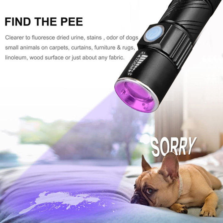 365nm%20UV%20Lamp%20USB%20Rechargeable%20Ultraviolet%20Flashlight%203%20Mode%20Powerful%20Mini%20UV%20LED%20Torch%20Telescopic%20Zoomable%20UV%20Light%20Blacklight%20-%20Image%203