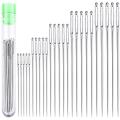 75 Large Eye Stitching Needles - 5 Sizes Big Eye Hand Sewing Needles in Clear Storage Tube for Stitching, and Crafting. 