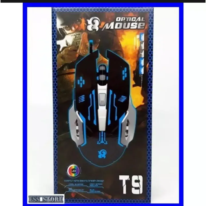 GAMING MOUSE T9 OPTICAL 3,200 DPI Adjustable Computer/Laptop Wired USB ...