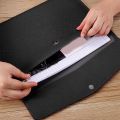 PU Leather A4 File Folder Document Holder Waterproof (Black). 