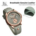 LouisWill Men's Watch True Leather Strap Watch Fashion Waterproof Watch Wrist Watch Luminous Pointer Function Watches Calendar Window Design 5 AMT Waterproof Watch For Men. 