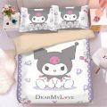 Cute Kuromi new four-piece bed sheet set with bunk bed single bed three-piece set Sanrio anime girly heart bedding wholesale.