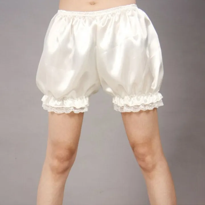 Women%20Imitation%20Silk%20Bloomers%20Lace%20Trim%20Panties%20Victorian%20Pumpkin%20Shorts%20-%20Image%203