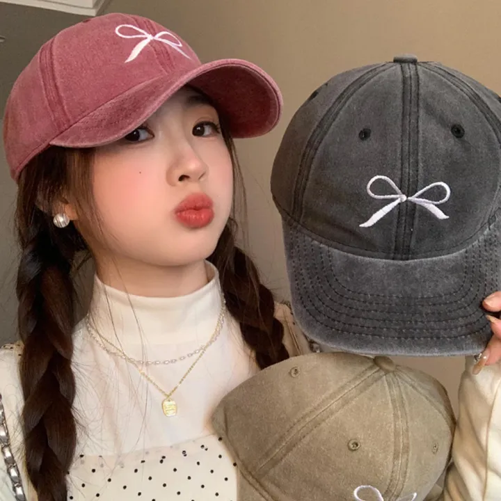 Breathable%20Bow%20Embroidered%20Baseball%20Hat%20Retro%20Embroidered%20Adjustable%20Vintage%20Baseball%20Cap%20Soft%20Top%20Sunscreen%20Sunproof%20Cap%20for%20Travel%20Hat%20Outdoor%20Sun%20Shade%20Women's%20Cap%20Daily%20Wear%20Streetwear%20Fashion%20-%20Image%204
