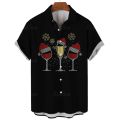 Christmas Day Deer Y2k Fashion Harajuku Lapel Shirts Men Women 3D Printed Short Sleeve Street Trendy Women Clothes Shirt Top. 