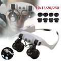 rtable 10X/15X/20X/25X Head Wearing Magnifier Double Eye Magnifying Glasses with LED Light,Jewelry Appraisal Watch Repair Tool.