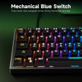 BAJEAL K71 wired mechanical keyboard with 71 key gaming keyboard strap - black.