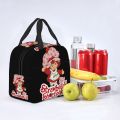 Strawberry Shortcake And Cat Thermal Insulated Lunch Bags Women Resuable Lunch Tote for Outdoor Camping Travel Storage Food Box.