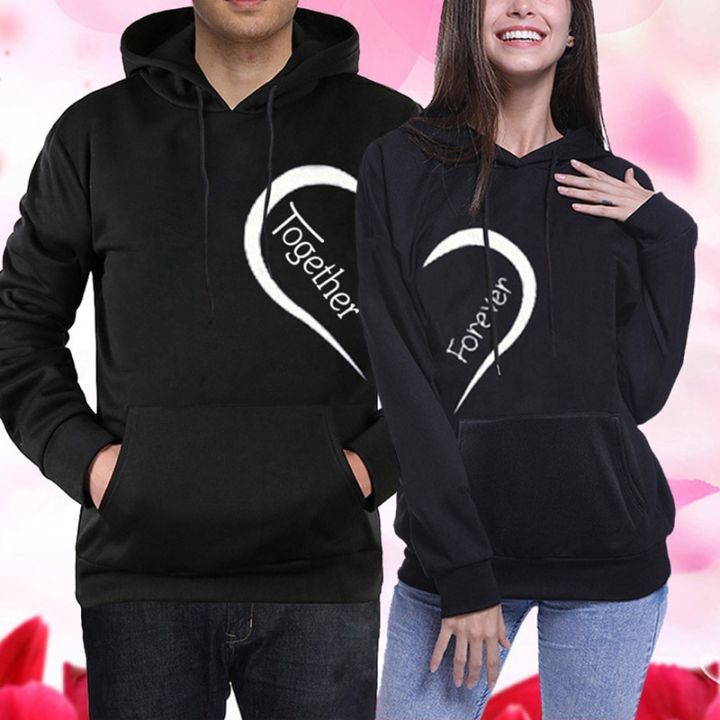 Couples Hoodies Casual Pullovers Unisex Black Sweatshirts for Couples Couple Sweatshirt Heart Letter Printed Hoodies Lovers
