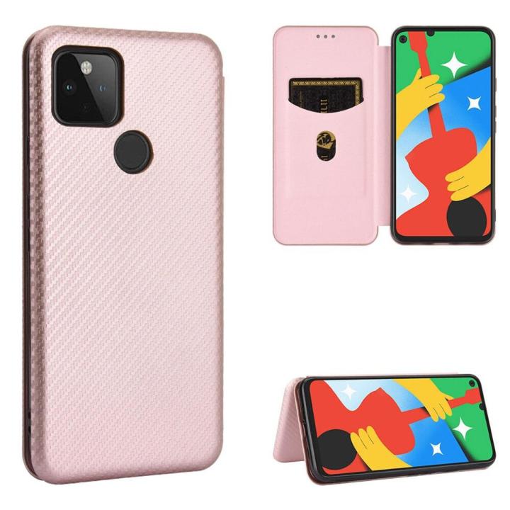 For Google Pixel Phone Case Carbon Fiber Card Slots Flip Cover