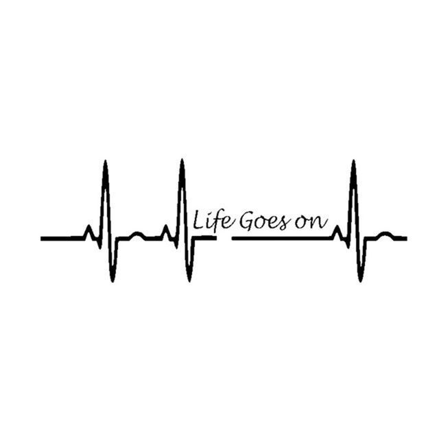 life goes on Bumper Stickers Creative Cute Funny Electric Car Motorcycle Heartbeat Rear Window Glass Automobile Sticker Bumper Stickers Paper