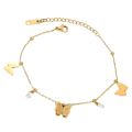 OIMG 316L Stainless Steel Gold Plated Not Fade Korean Sweet Frosting Butterfly Anklet for Women Girl Foot Accessories Waterproof. 