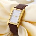 New Luxury Brand DQG Leather Strap Rectangle Quartz Watch Women Simple Business Dress Watches Gold Dial Watch Clock. 