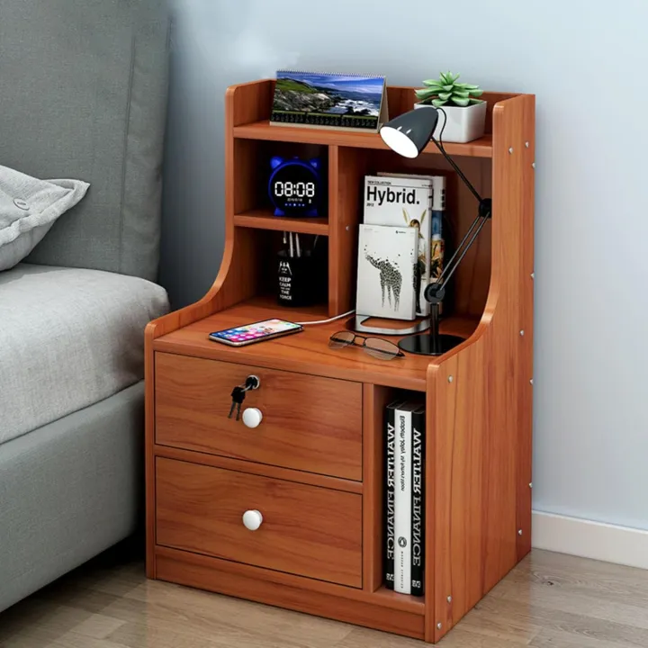 RK%20MDF%20M13%202%20Drawers%20Exclusive%20Bed%20Side%20Table%20With%20Drawers%20Shan%20Teak,%20White%20and%20%20Beige%20Finish%20-%20Image%202