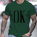 2024 New Men's T-Shirt Ok Text Tees Oversized Short-Sleeved Tops Quick-Drying Breathable Clothing Summer Shirt For Male T-shirts KEEMEEUYZO.