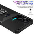 For Redmi Note 13 12 11 Poco X6 M6 Pro Plus 5G 4G Phone Case, Sliding Camera Protective Cover with Ring Frame and Card Bag.