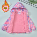 Spring Autumn Waterproof Children Hooded Cartoon Girls Jacket Warm Fleece Lined Zip Outwear School Kids Boys Outfit Top XMP99. 