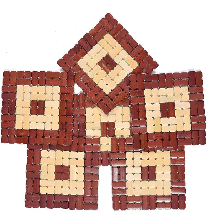 6%20Pcs%20Wooden%20Dining%20Mat%20Set%20-%20Large%20Size,%20Square%20Bamboo%20Placemats,%20Insulation%20Backed%20Pads%20-%20Image%204
