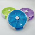 Pill Box, 7 Day Pill Dispenser, Round Pill Box, Mini 7 Day Circular Shape Rotary Style Pill Cases Purple.